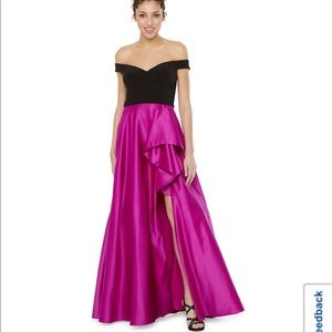 NWT black and pink off shoulder formal dress size 7